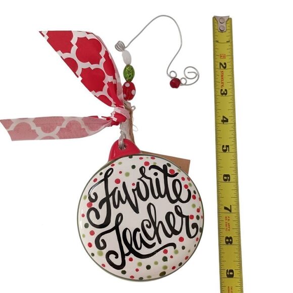 Glory Haus Favorite Teacher Ornament Puffy Christmas Love Joy Faith Ceramic Bead - Picture 4 of 16